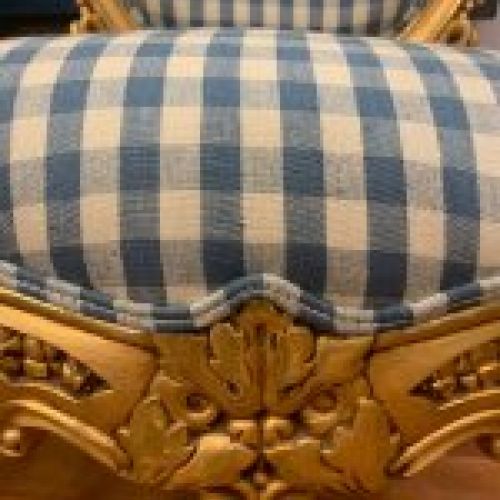 Pareja de sillas Estilo Luis XVI, época Napoleón III s. XIX - Recién tapizadas en Vichy azul