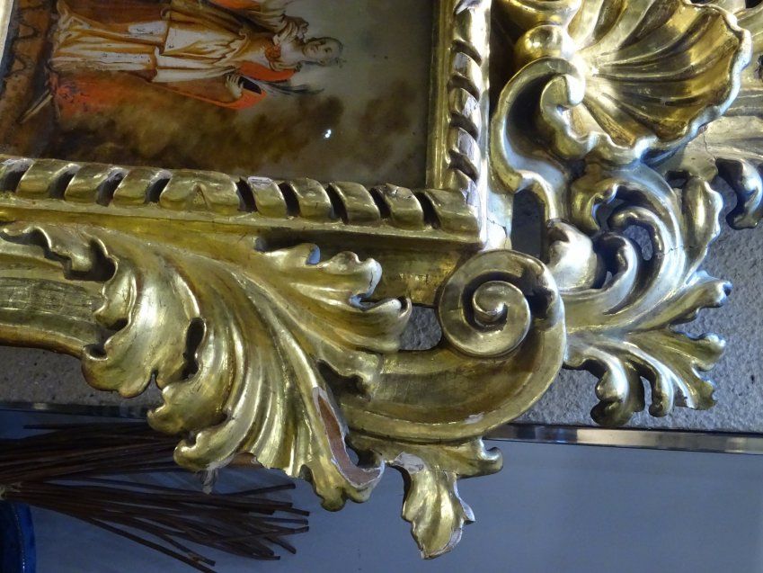 Pareja de cornucopias con vidrio policromado, S.XVIII, escuela andaluza