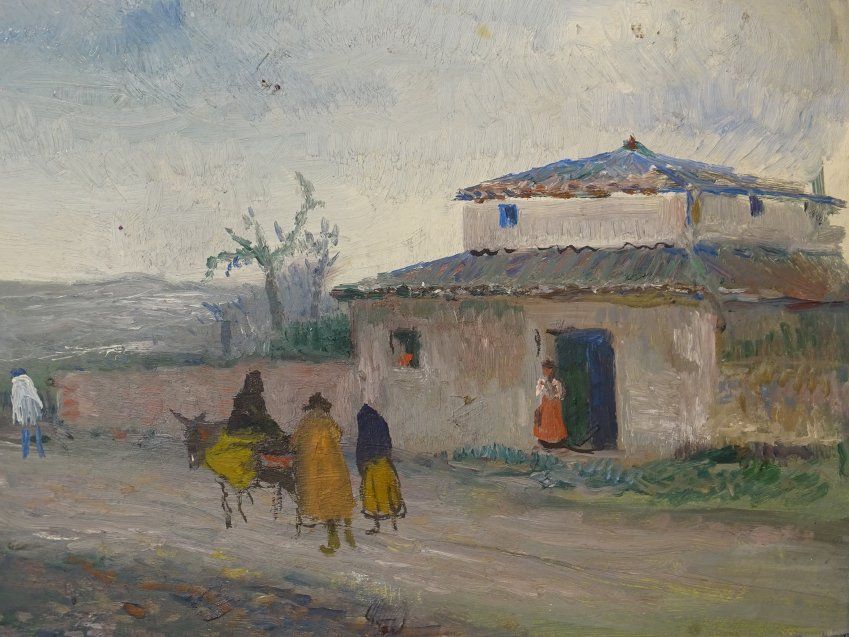 Óleo sobre cartón, Ricardo Baroja (1871 1953), firmado