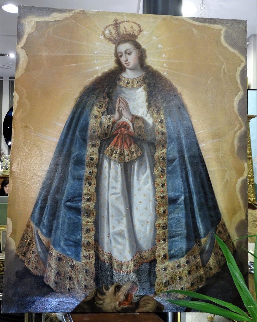 Óleo sobre lienzo, Inmaculada, S.XVII, círculo Diego Valentín Díaz