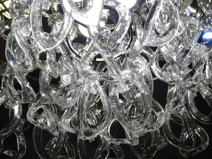 Lámpara de techo, diseño Angelo Mangiarotti, 70s, cristal de murano