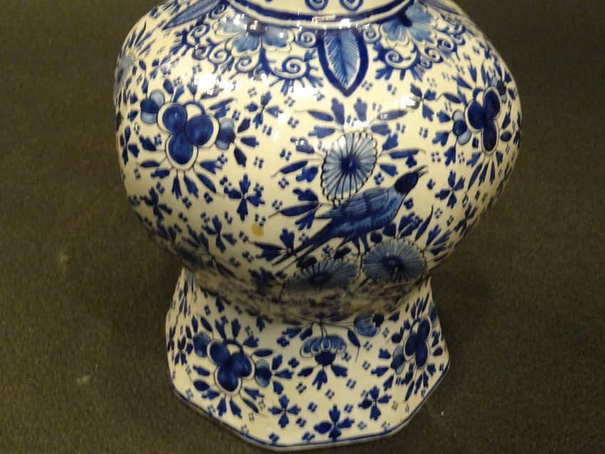 Jarrón de cerámica holandesa Delft, S.XIX