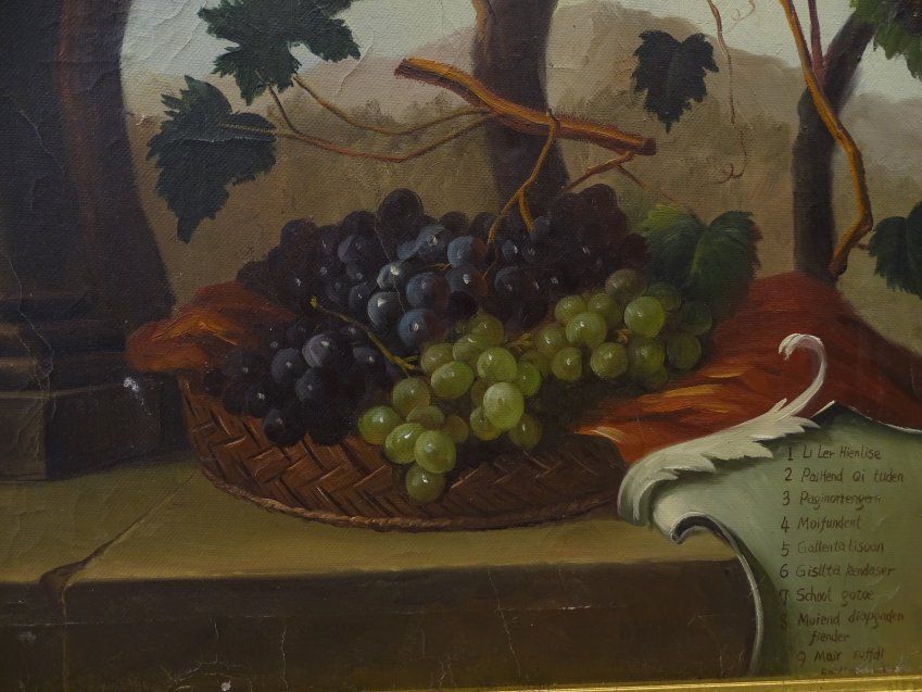 O/L Bodegón uvas de vino, Alemania, S.XVIII