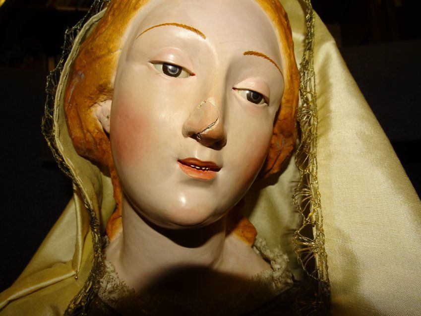 Madonna o Virgen con el niño, talla de vestir italiana, S