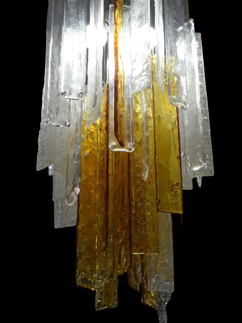 Lámpara de Mazzega, cristal de murano frozen  diseño italiano 70s