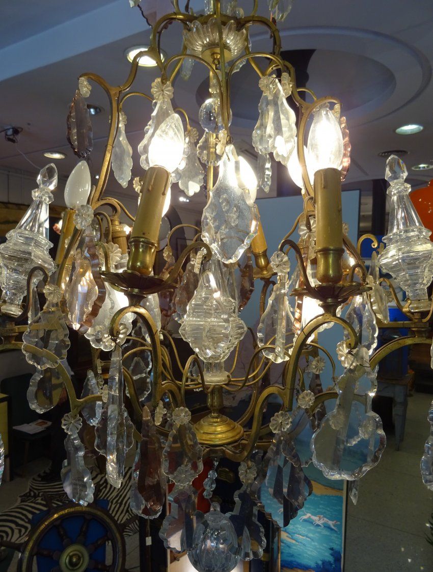 Lámpara antigua Chandelier Luis XV, S
