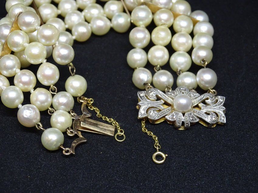 Pulsera de perlas naturales y oro, S.XIX