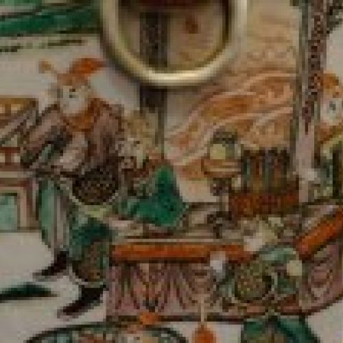Lámpara china, dinastía Qing, porcelana, finales s