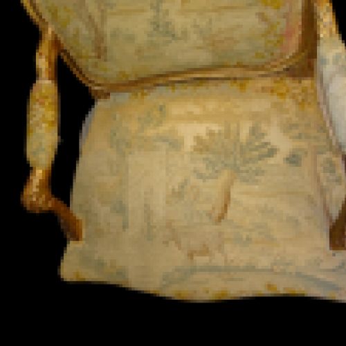Sillón Luis XV, maderera tallada y sobredorada con tapiz, S
