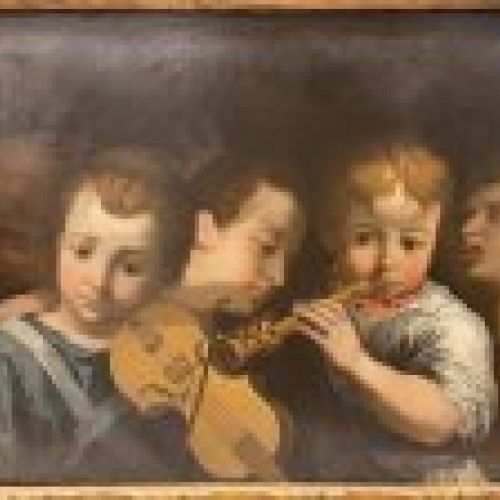 Alegoría de la música o Santa Cecilia, taller Carracci, Escuela boloñesa, hacia 1600   Italia