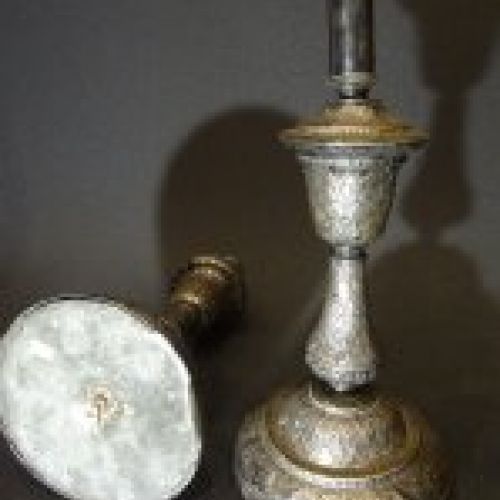 Pareja de candeleros de plata barrocos, S.XVIII