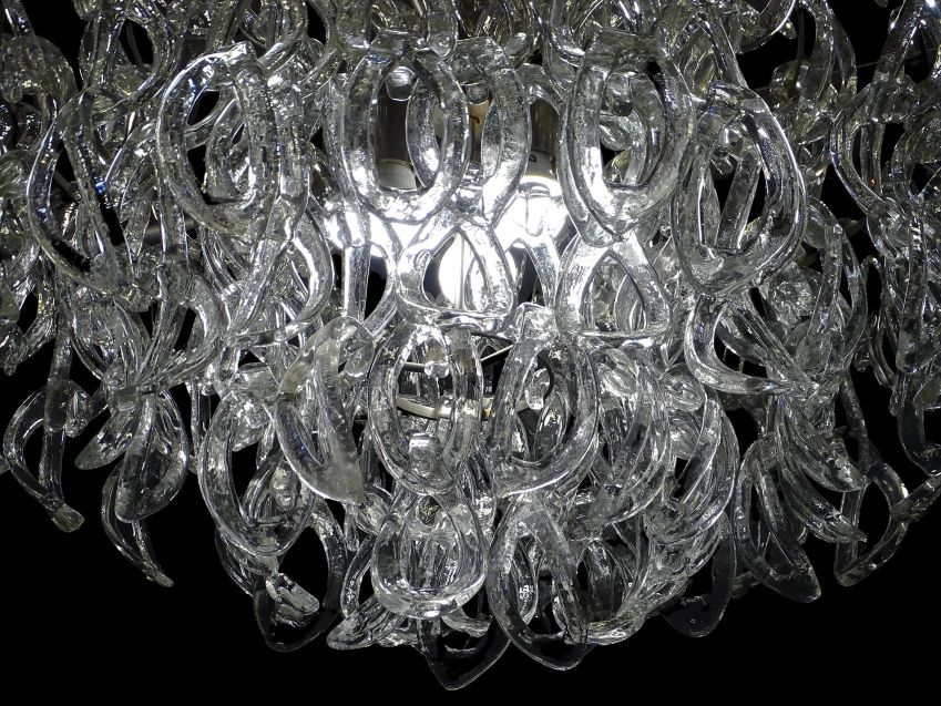 Lámpara de techo, diseño Angelo Mangiarotti, 70s, cristal de murano