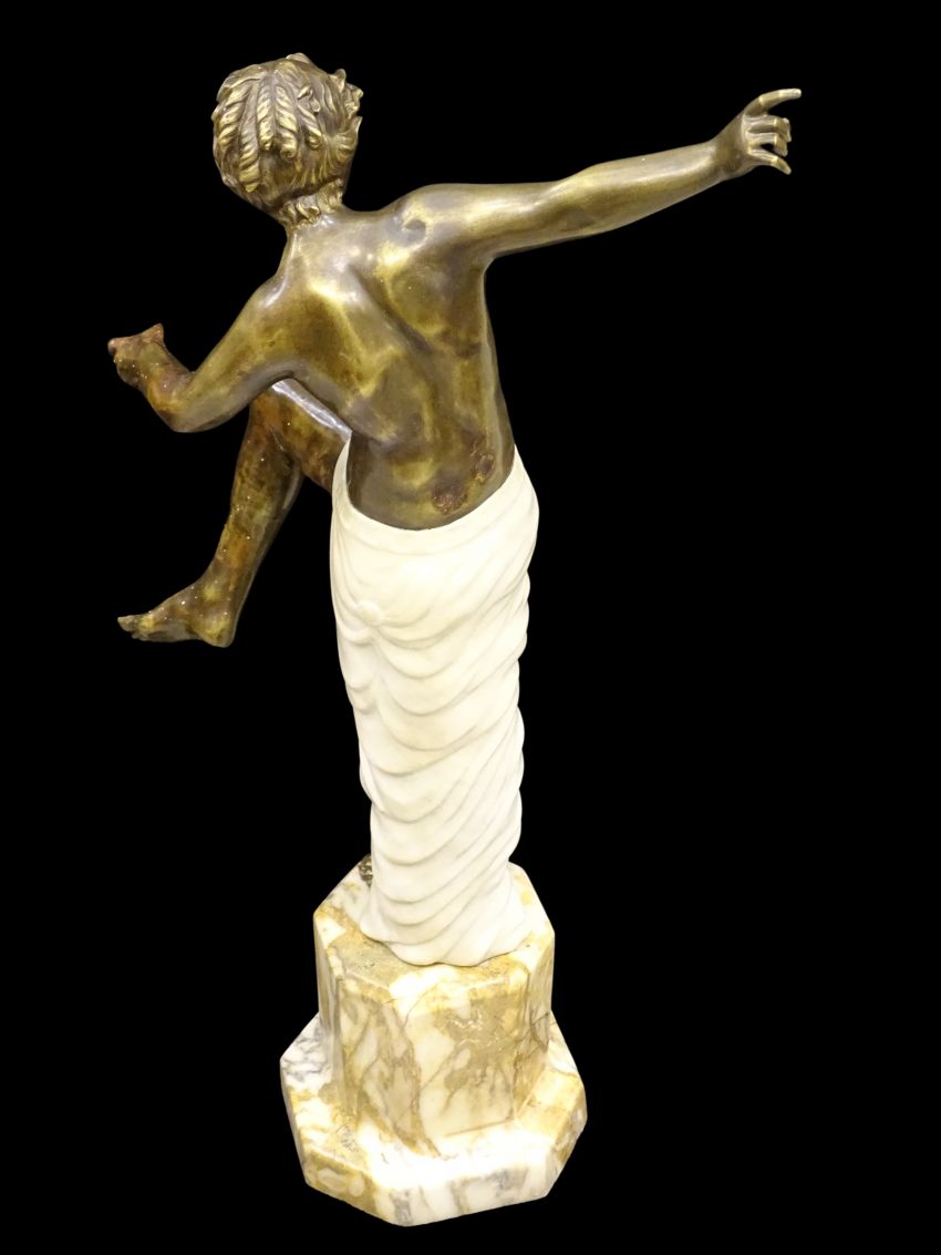 Escultura en bronce Art Déco, bronce y mármol 40s, Francia