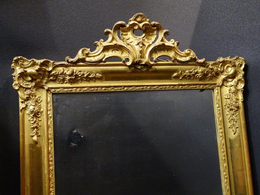 Espejo francés antiguo, dorado S.XIX