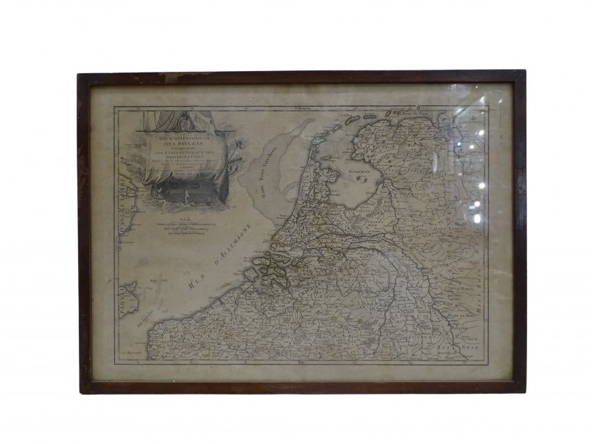 Mapa cartográfico de la Parte Septentrional de los Países Bajos, s. XIX.