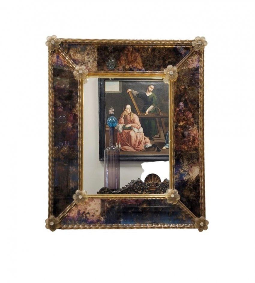Espejo en Cristal de Murano, Motivo floral, s