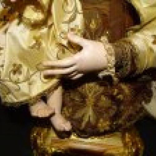 Madonna o Virgen con el niño, talla de vestir italiana, S.XVIII