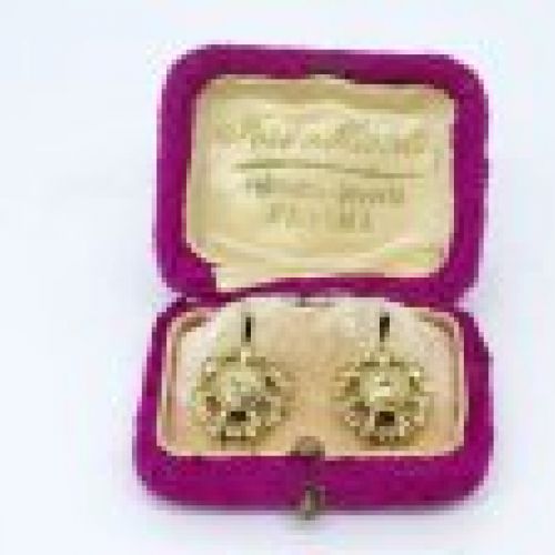 Pendientes isabelinos charros antiguos, oro 18k y diamante talla antigua