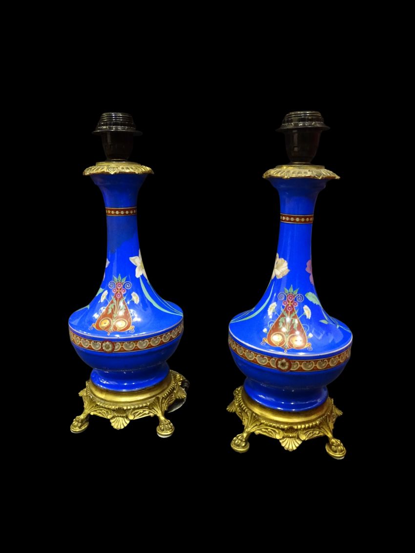 Pareja de jarrones-lámpara  Art Nouveau, Francia, 20s