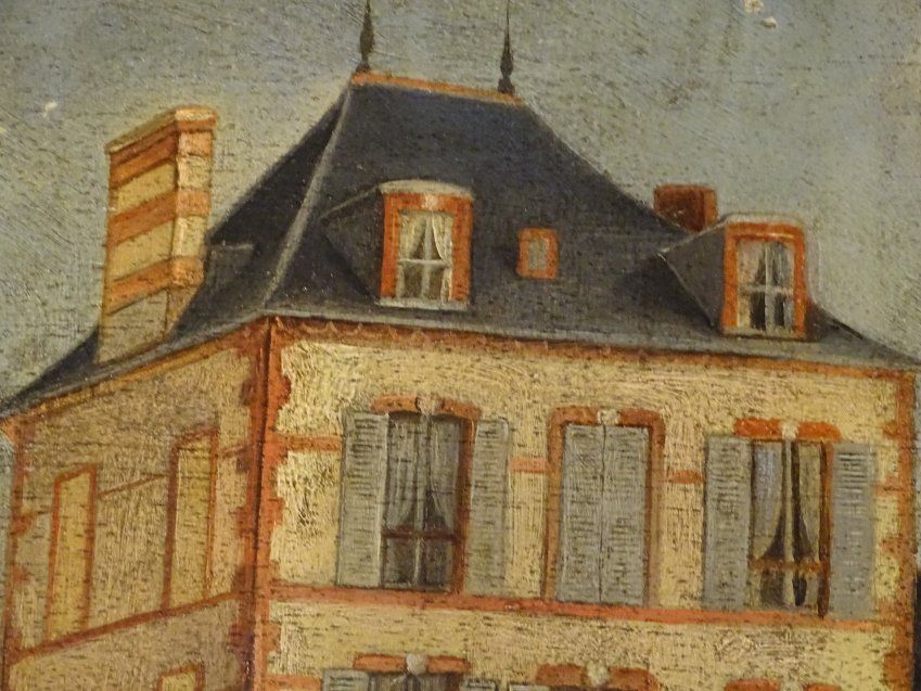 Óleo sobre tabla, Paisaje, Casa, Escuela Belga, hacia 1880