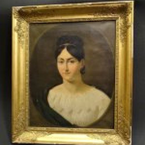 Retrato de mujer época Imperio, óleo sobre lienzo, S.XIX