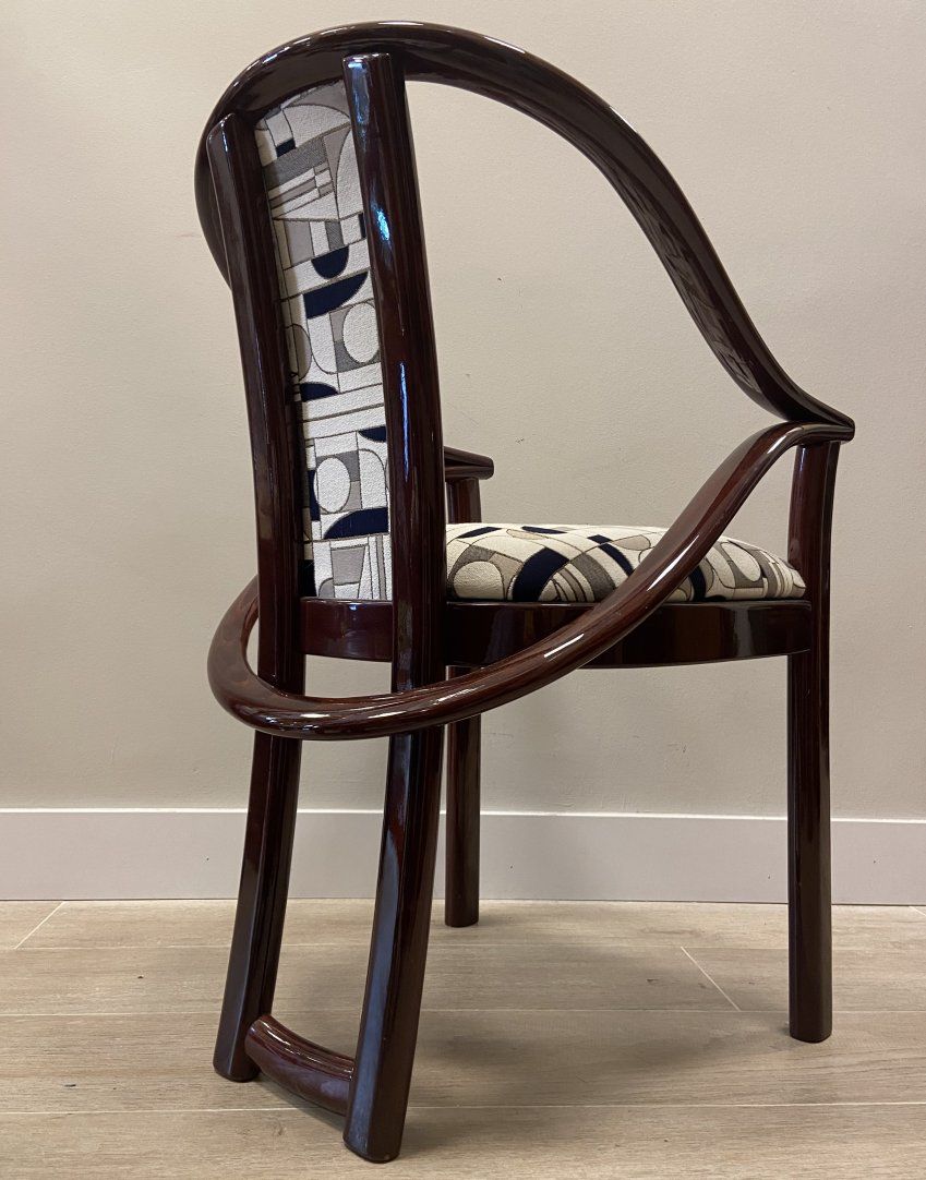 Pareja sillas Art Decó tapizado “Euphoria Cubista”, 70’s    Francia