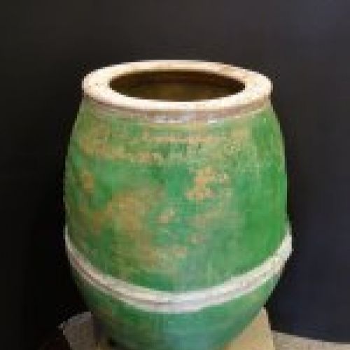 Ánfora o gran orza en cerámica verde, s