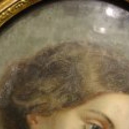 Óleo sobre cristal, retrato de Mujer en tondo, S.XVIII - taller de Jean Baptiste Greuze