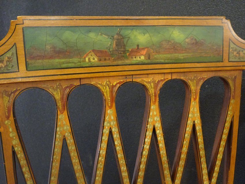 Silla inglesa Sheraton pintada a mano, S.XIX