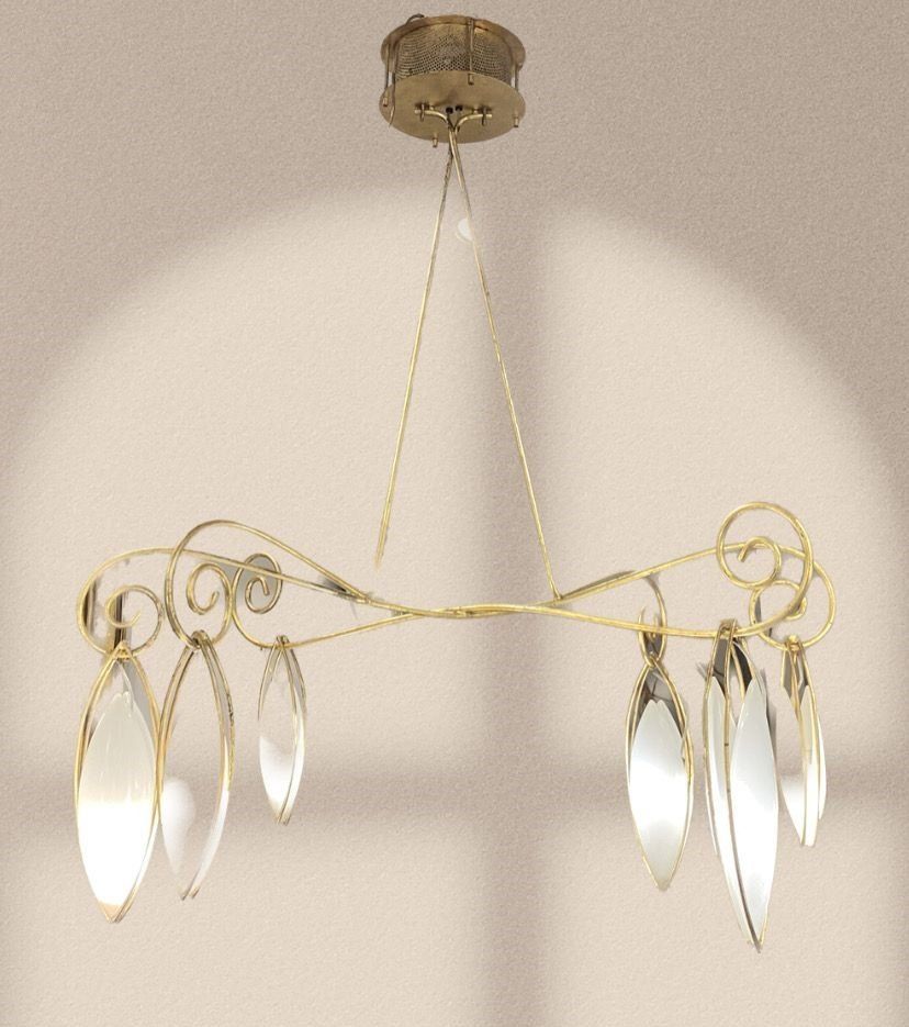 Lámpara Estilo Art Nouveau, cristal de Murano, años 70   Diseño Italiano