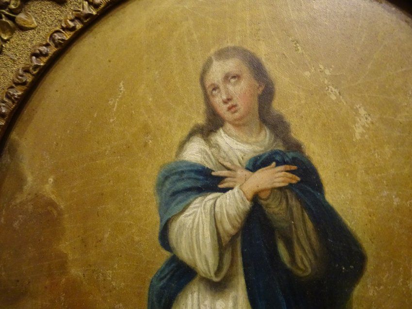 Inmaculada, óleo sobre tabla, escuela andaluza S.XVIII