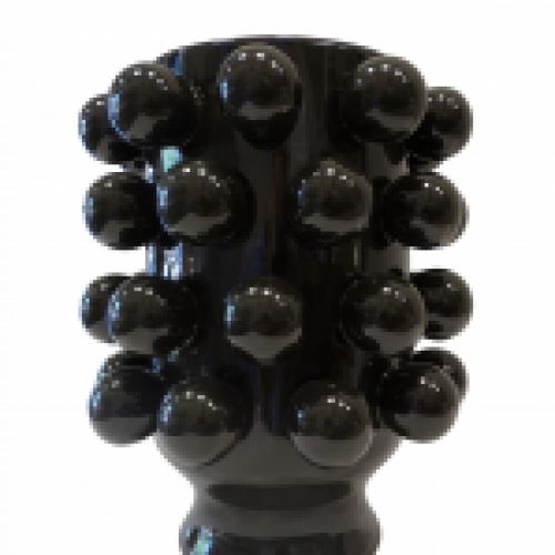 Jarrón de cerámica negro con bolas   Midcentury, diseño italiano