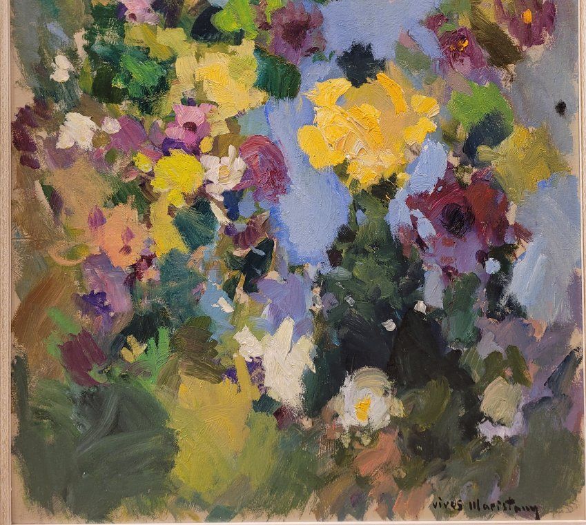 Óleo sobre cartón "Flores Mediterráneas", Joan Vives Maristany (1902 1932)