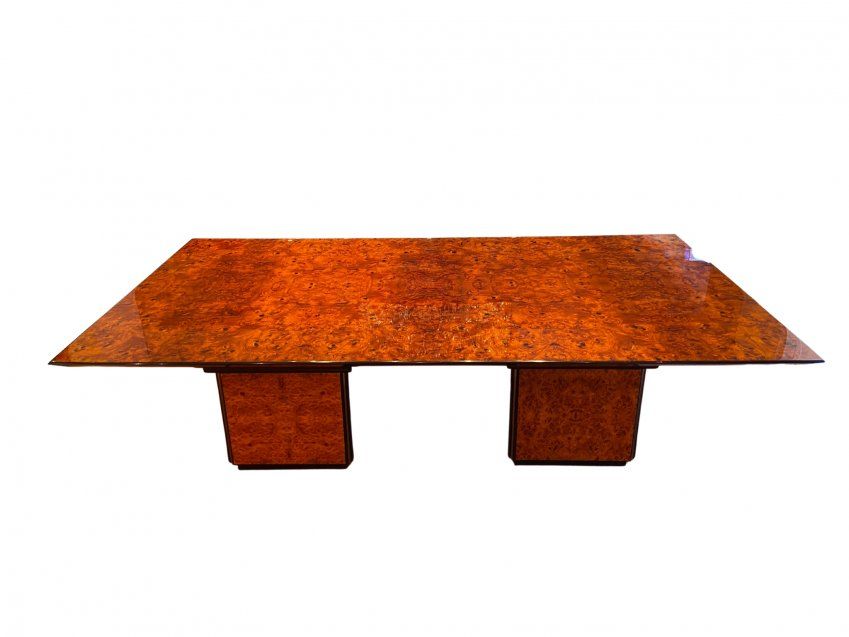 Dinning table after Willy Rizzo, madera de lupia, años 70