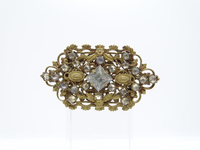 Broche oro y cristal de roca, siglo XIX