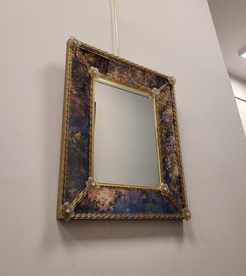 Espejo en Cristal de Murano, Motivo floral, s