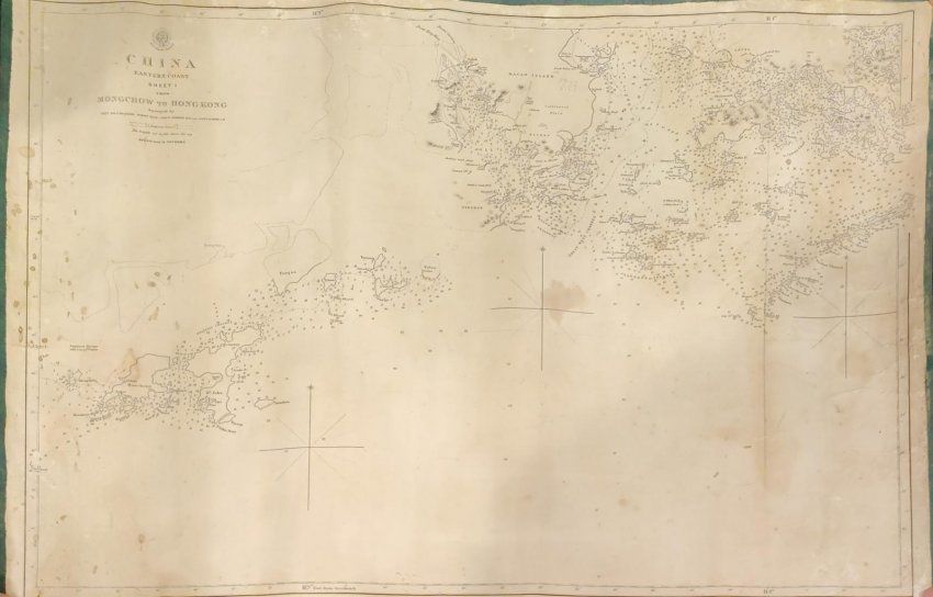 Mapa Cartográfico, Costa China oriental, de Mongchow a Hong Kong, por Edward Belcher, S.XIX