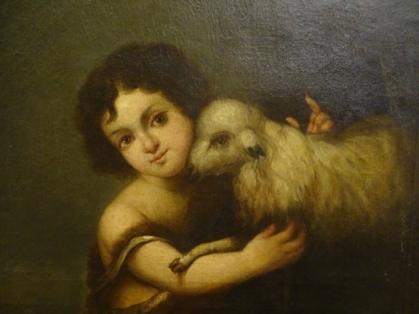 Óleo sobre lienzo, San Juanito Niño con el cordero , S.XIX - Copia de Bartolomé Esteban Murillo
