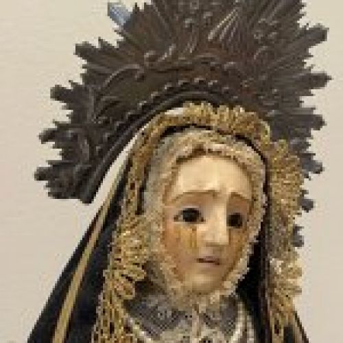 Virgen Dolorosa o de los 7 dolores, obra de candelero o capipota (cap i pota) S.XIX