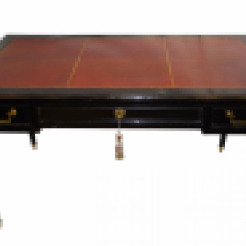 Mesa escritorio de madera lacada y piel gofrada estilo Luis XVI, Maison Jansen, 1960