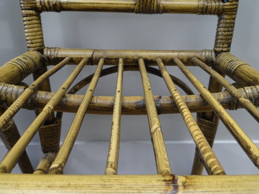 (2) Sillas de bambú y latón, Maison Jansen, 60's