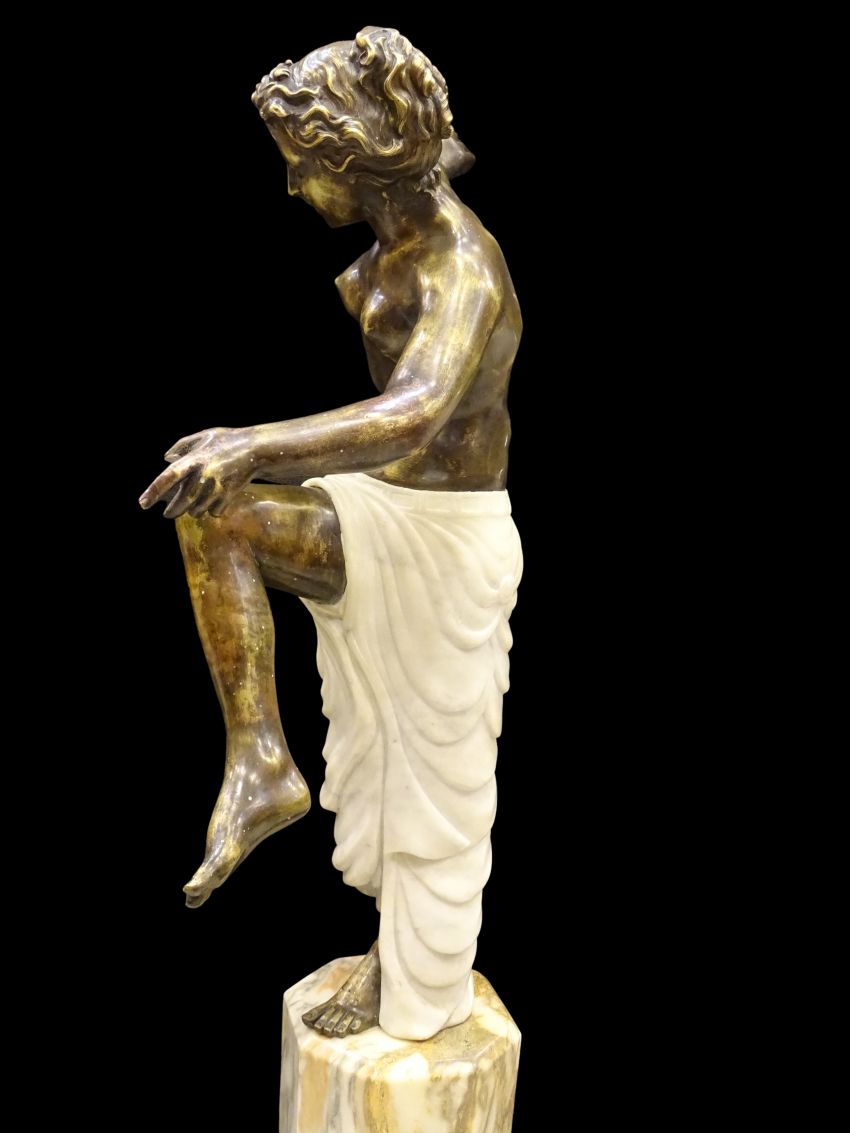 Escultura en bronce Art Déco, bronce y mármol 40s, Francia
