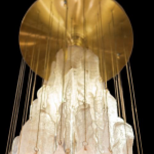 Lámpara diseño Mazzega, en cristal de murano efecto frozen, 70s