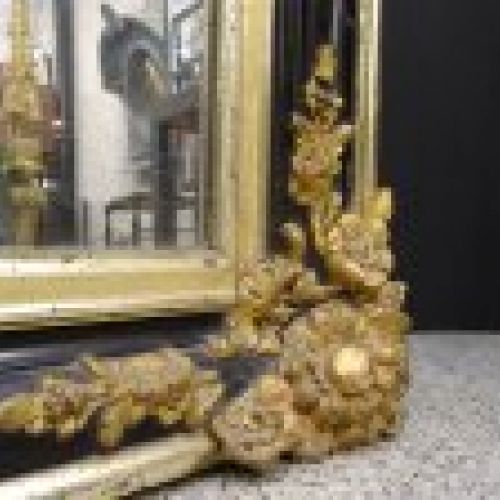 Espejo antiguo Napoleón III  laca y pan de oro