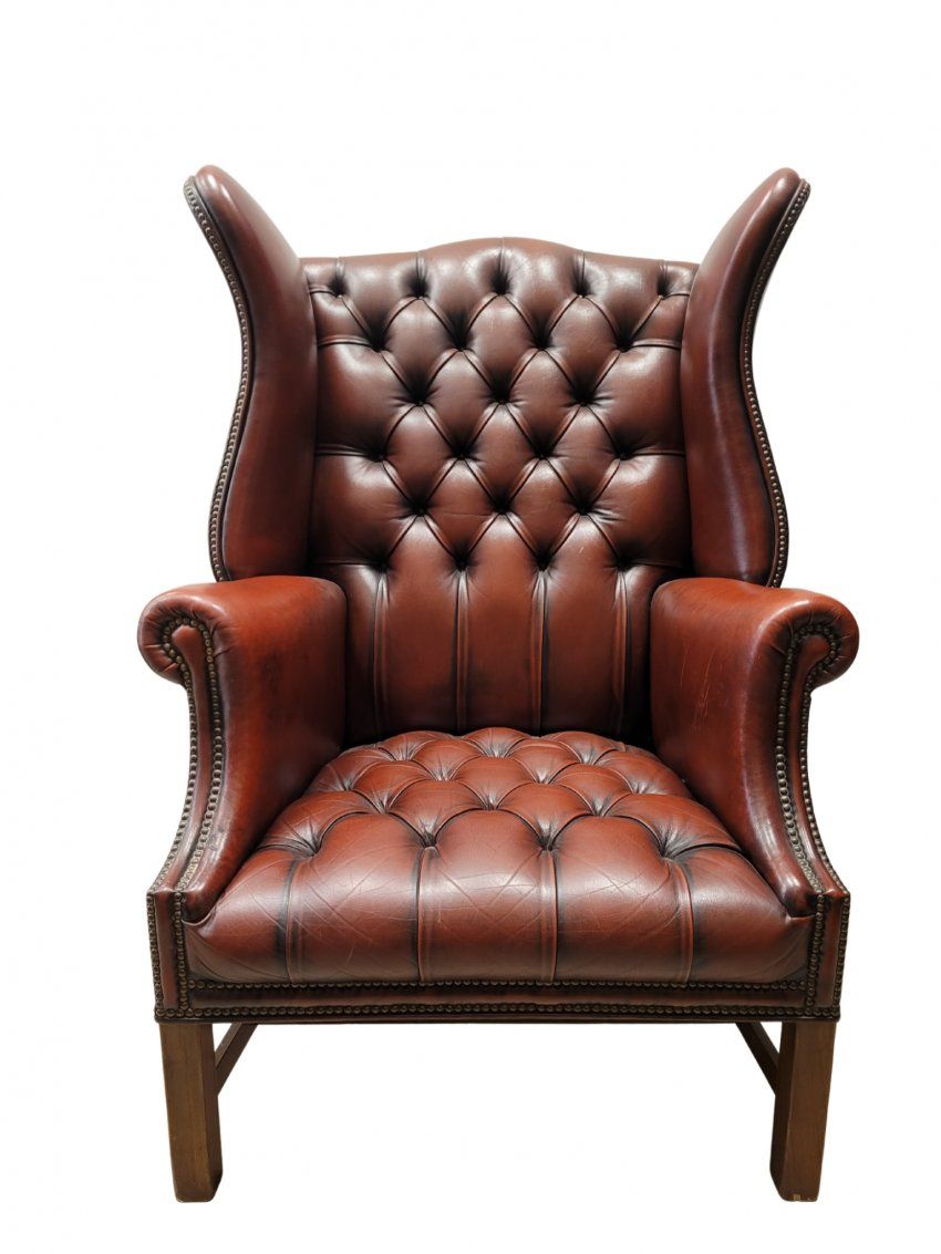 Butaca Chesterfield "Wing Chair", Estilo Jorge II, 70's Midcentury   Francia