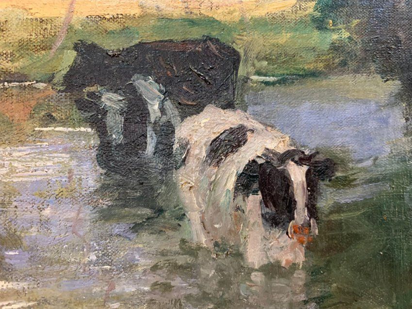 O/L "Vacas cruzando el agua", Carl Trägårdh (1861 – 1899)
