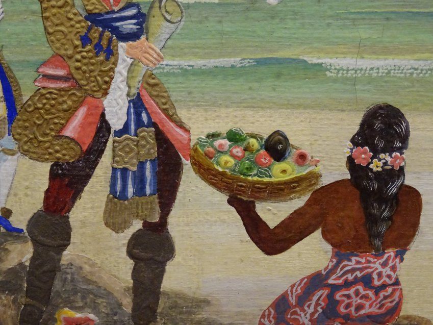 Óleo sobre lienzo "El descubrimiento de las Antillas" Salvador Palet, 1913