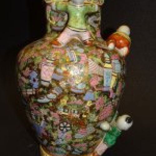 Jarrón chino en porcelana, Rose Family, S.XIX.
