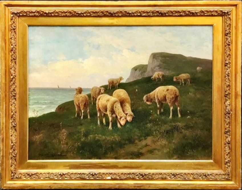 óleo cuadro ovejitas