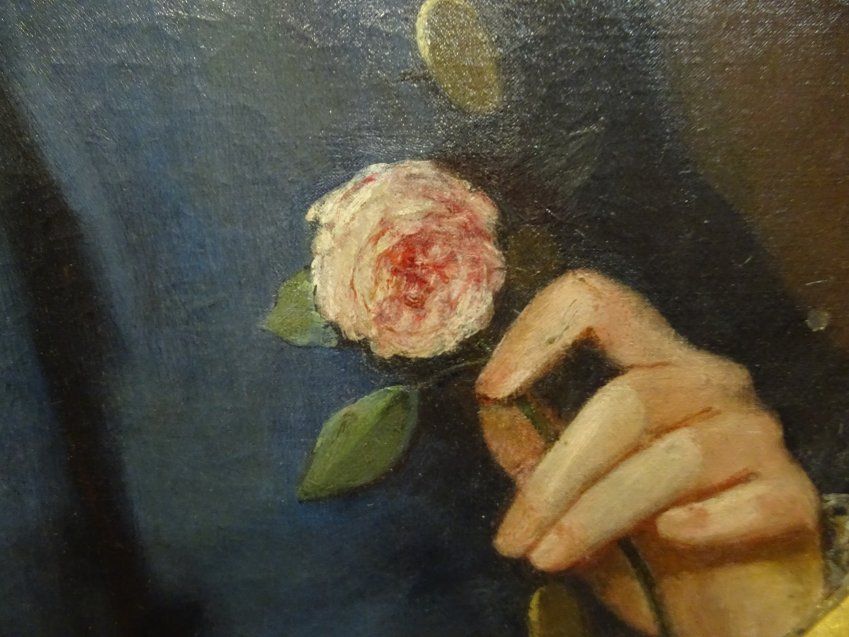 Retrato de Niña en tondo , escuela francesa S.XIX, óleo sobre lienzo